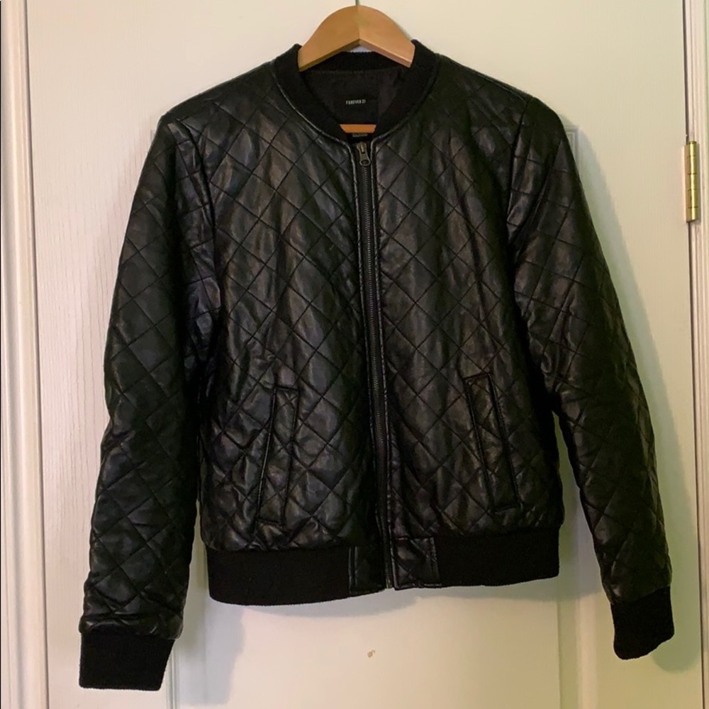 Forever 21 Quilted Pleather Bomber Jacket